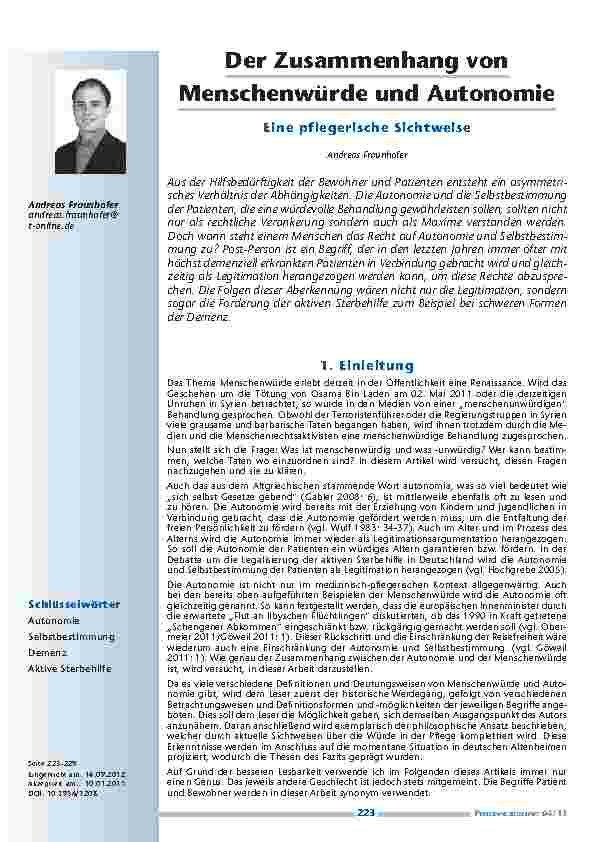 [doc_201290] Der Zusammenhang von Menschenwürde und Autonomie – Eine pflegerische Sichtweise