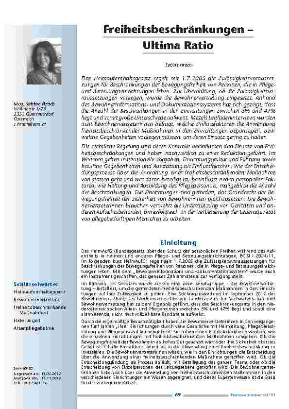 [doc_201275] Freiheitsbeschränkungen – Ultima Ratio