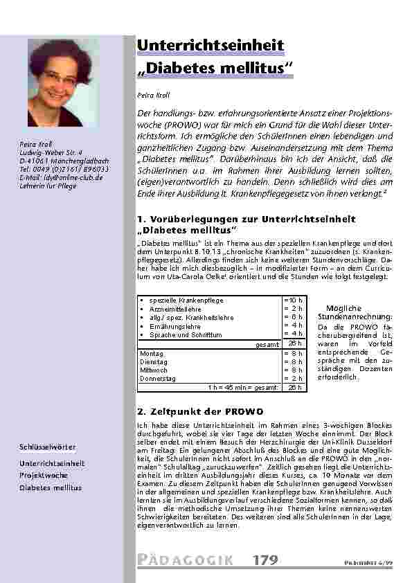[doc_201063] Unterrichtseinheit „Diabetes mellitus“