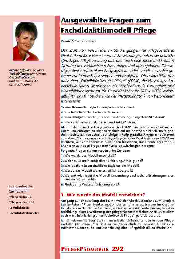 [doc_201027] Ausgewählte Fragen zum Fachdidaktikmodell Pflege