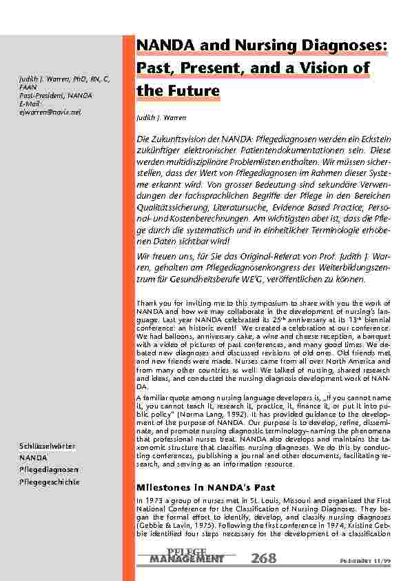 [doc_201023] NANDA and Nursing Diagnoses: Past, Present, and a Vision of the Future