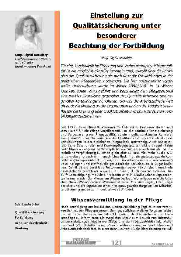 [doc_200825] Einstellung zur Qualitätssicherung unter besonderer Beachtung der Fortbildung
