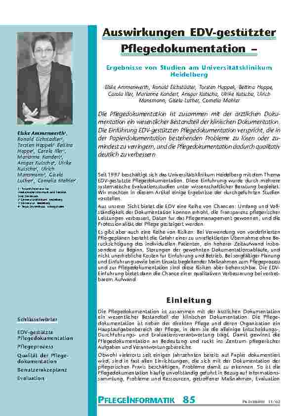 [doc_200789] Auswirkungen EDV-gestützter Pflegedokumentation