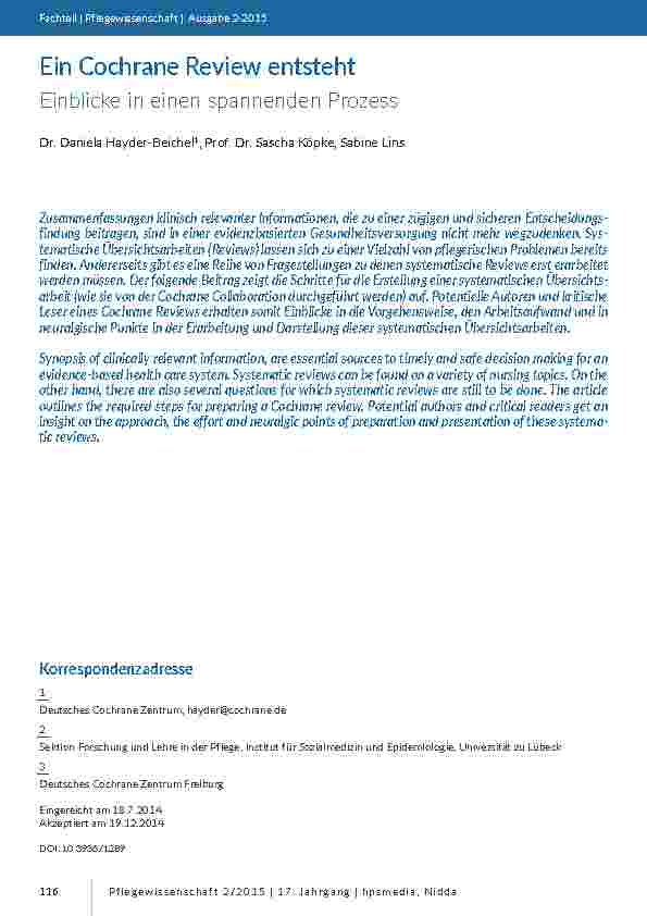 [doc_200673] Ein Cochrane Review entsteht. nEinblicke in einen spannenden Prozess