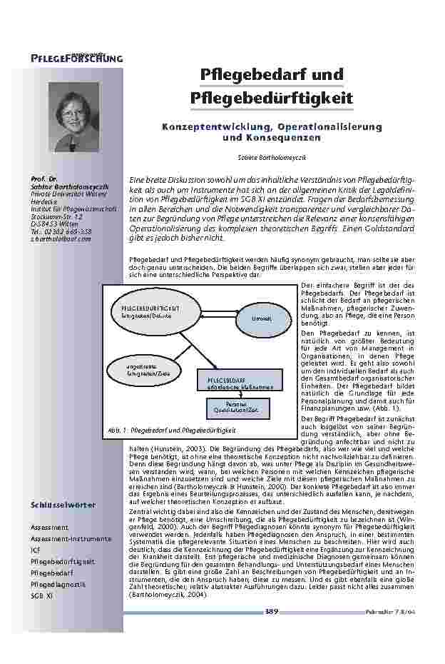 [doc_200645] Pflegebedarf und Pflegebedürftigkeit