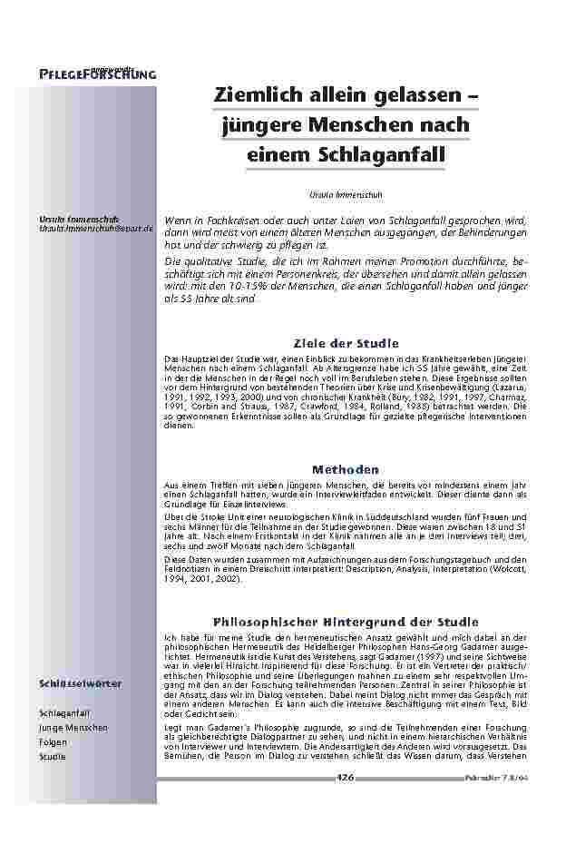 [doc_200637] Ziemlich allein gelassen –jüngere Menschen nacheinem Schlaganfall
