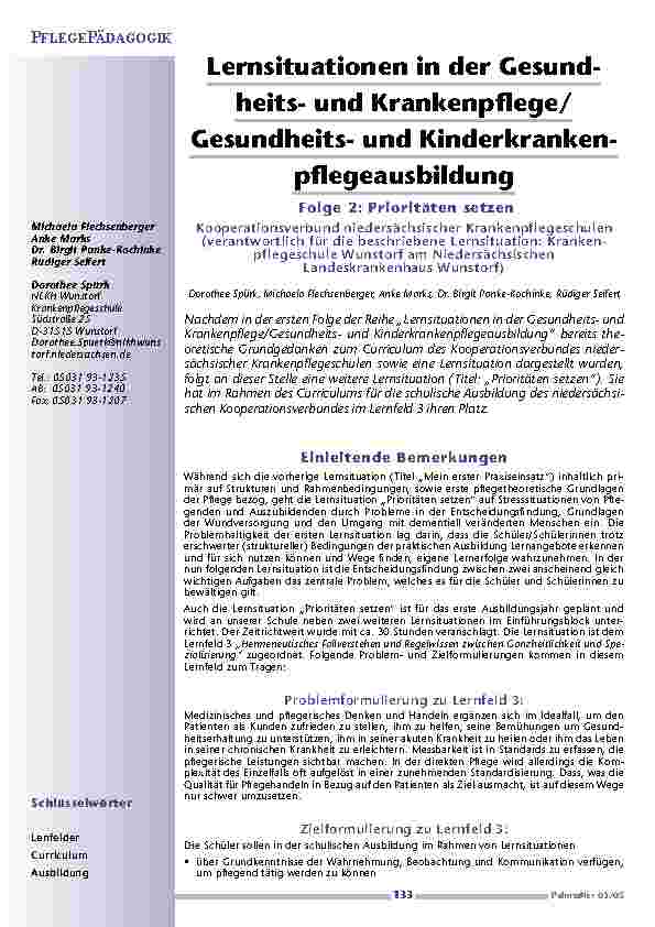 [doc_200586] Lernsituationen in der Gesundheits-und Krankenpflege/Gesundheitsund Kinderkrankenpflegeausbildung
