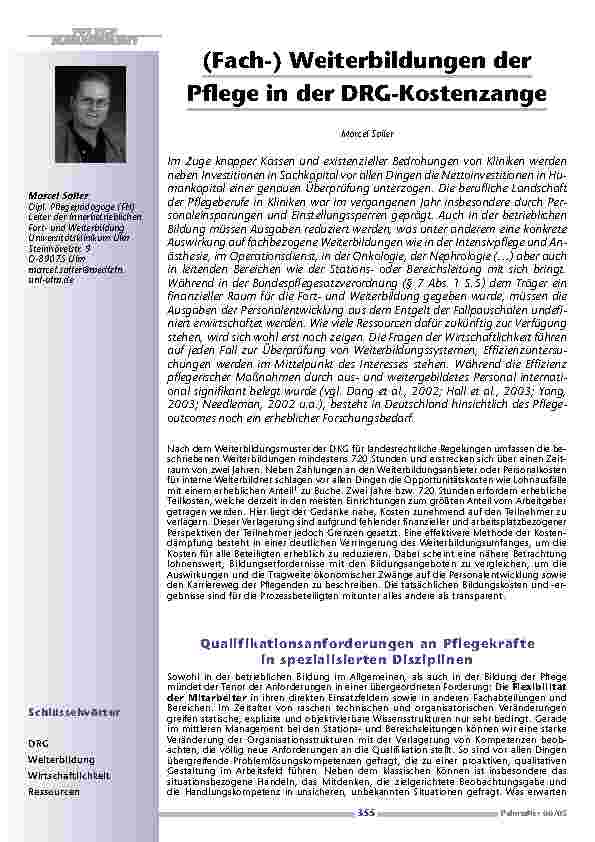 [doc_200556] (Fach-) Weiterbildungen der Pflege in der DRG-Kostenzange