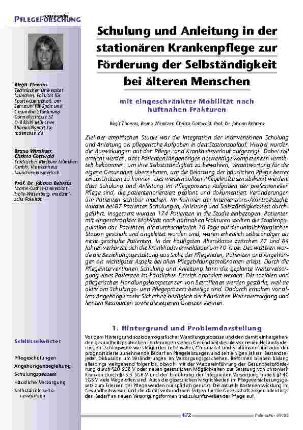 [doc_200543] Schulung und Anleitung in derstationären Krankenpflege zurFörderung der Selbständigkeit bei älteren Menschen