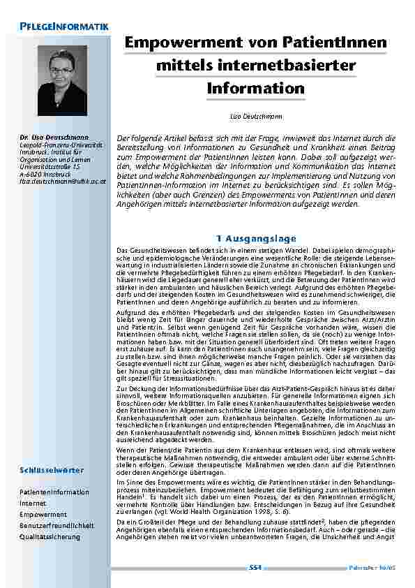 [doc_200530] Empowerment von PatientInnenmittels internetbasierterInformation