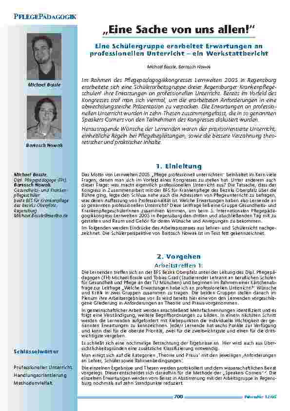 [doc_200512] Eine Sache von uns allen! - Eine Schülergruppe erarbeitet Erwartungen an professionellen Unterricht – ein Werkstattbericht