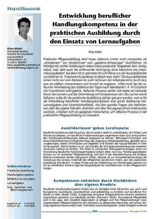[doc_200408] Entwicklung beruflicherHandlungskompetenz in derpraktischen Ausbildung durchden Einsatz von Lernaufgaben