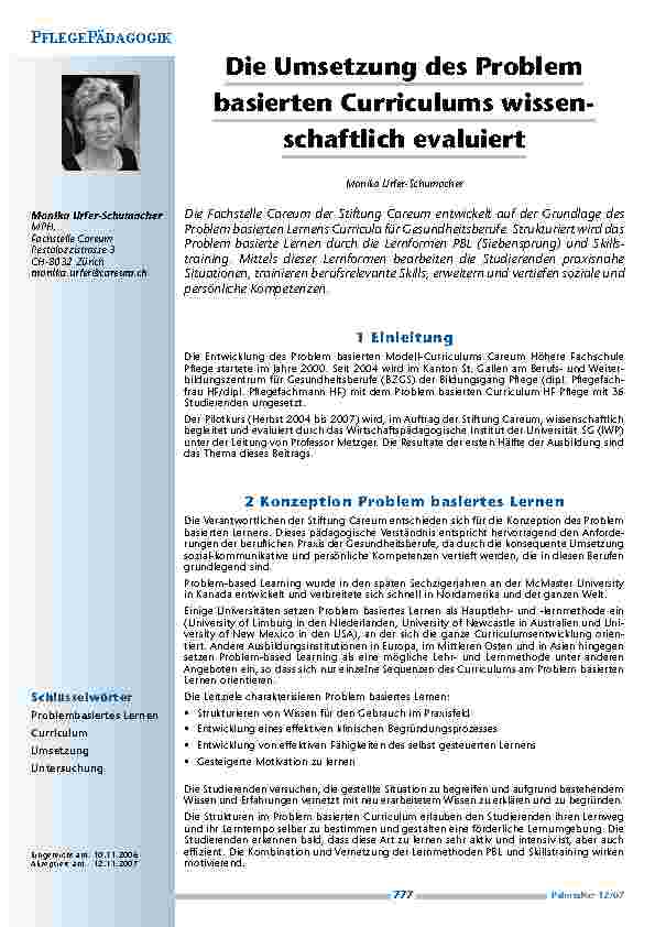 [doc_200338] Die Umsetzung des Problem basierten Curriculums wissenschaftlich evaluiert