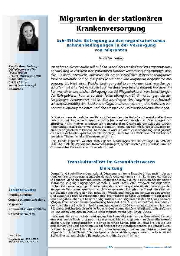 [doc_200336] Migranten in der stationärenKrankenversorgung