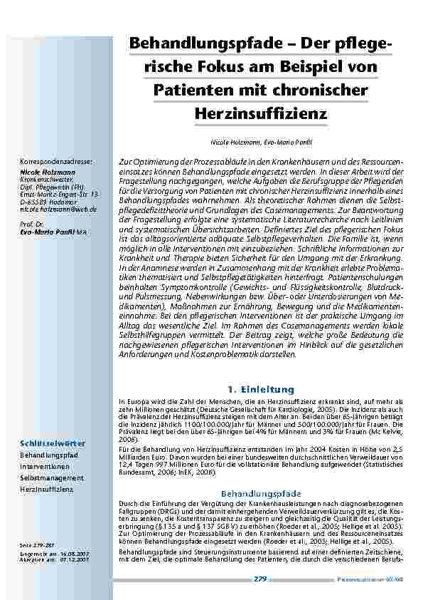 [doc_200283] Behandlungspfade – Der pflegerische Fokus am Beispiel von Patienten mit chronischer Herzinsuffizienz