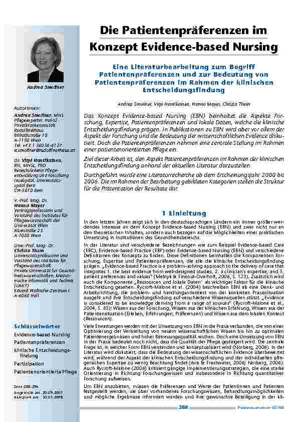 [doc_200268] Die Patientenpräferenzen im Konzept Evidence-based Nursing