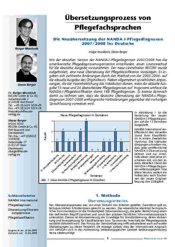 [doc_200232] Übersetzungsprozess von Pflegefachsprachen - Die Neuübersetzung der NANDA-I-Pflegediagnosen 2007/2008 ins Deutsche