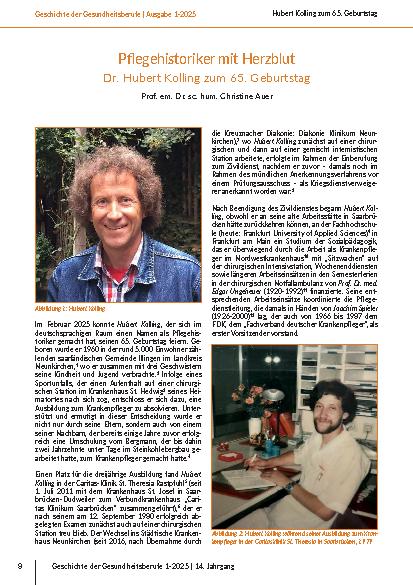 [doc_326247] Pflegehistoriker mit Herzblut Dr. Hubert Kolling zum 65. Geburtstag
