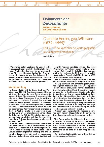 [doc_323742] Dokumente der Zeitgeschichte Charlotte Herder, geb. Willmann (1872 – 1959)¹ Teil 2 – Eine katholische Verlegergattin als Lazarettsvorsteherin