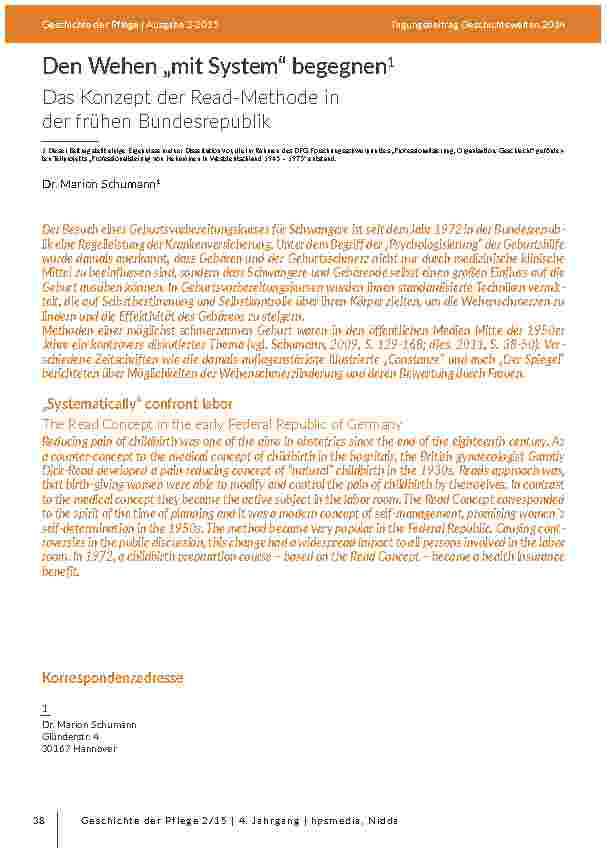 [doc_203079] Den Wehen „mit System“ begegnen. Das Konzept der Read-Methode in der frühen Bundesrepublik