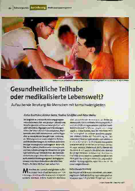 [doc_194901] Gesundheitliche Teilhabe oder medikalisierte Lebenswelt? Aufsuchende Beratung für Menschen mit Lernschwierigkeiten