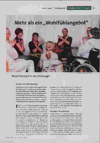 [doc_193643] Mehr als ein „Wohlfühlangebot“ Musiktherapie in der Onkologie