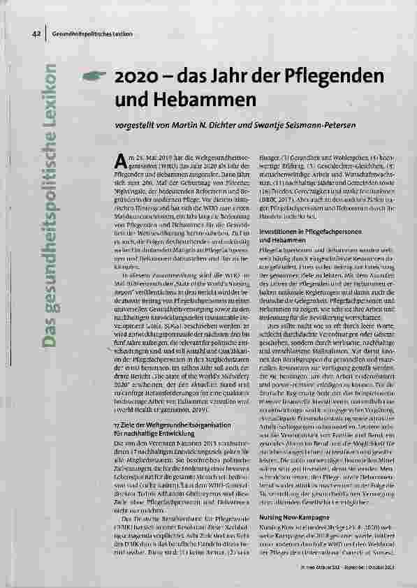 2020 das Jahr der Pflegenden und Hebammen