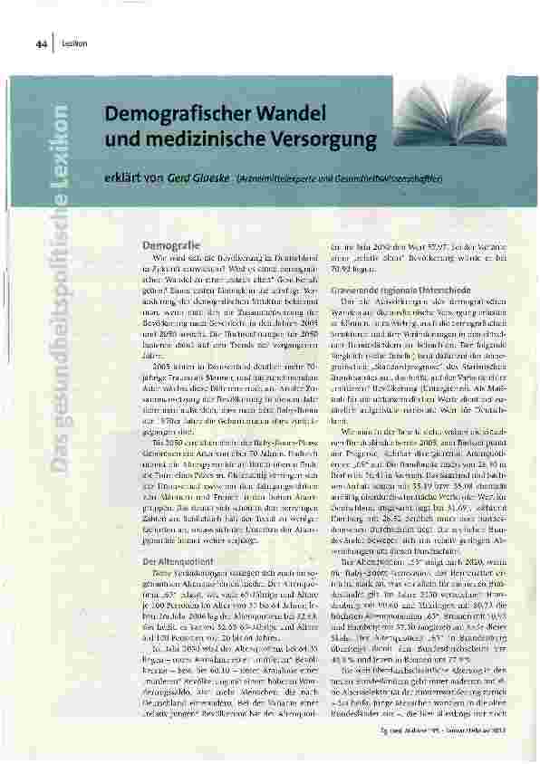Demografischer Wandel und medizinische Versorgung
