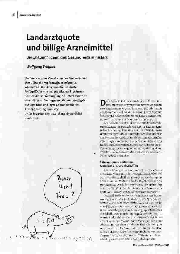 Landarztquote und billige Arzneimittel