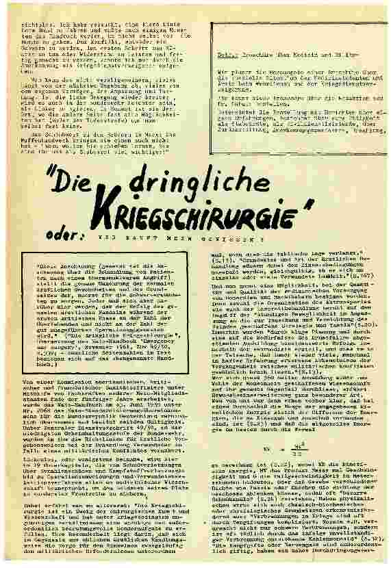 Die dringliche Kriegschirurgie oder: wer keuft mein Gewissen?