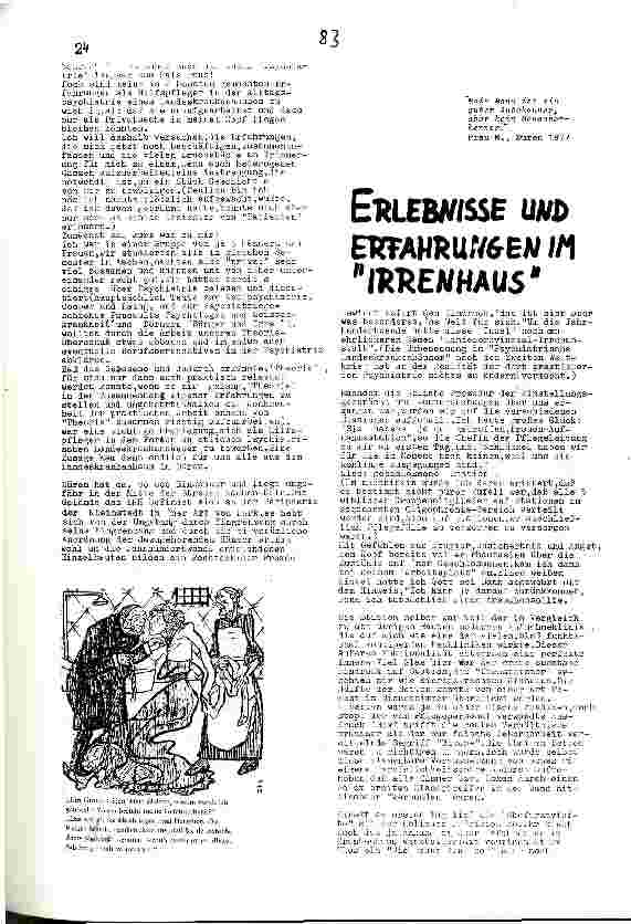 Erlebnisse und Erfahrungen im Irrenhaus.