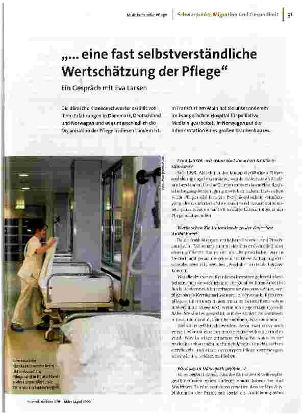„... eine fast selbstverständliche Wertschätzung der Pflege