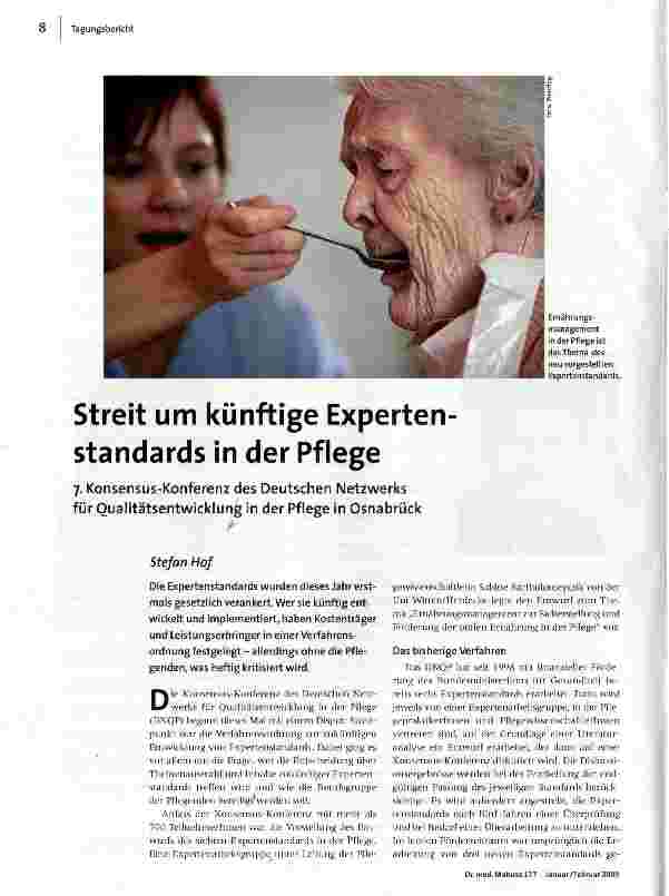 Streit um künftige Experten Standards in der Pflege