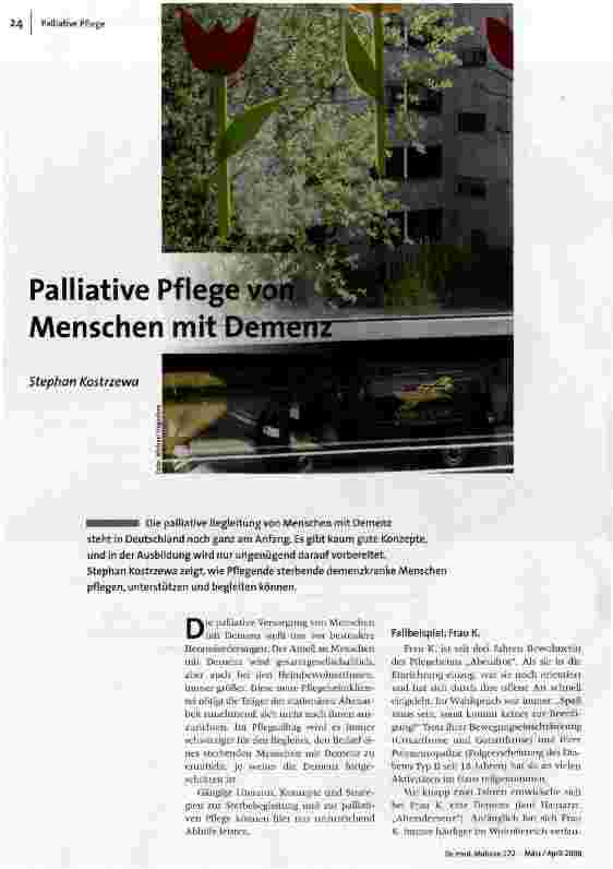 Palliative Pflege von Menschen mit Demenz