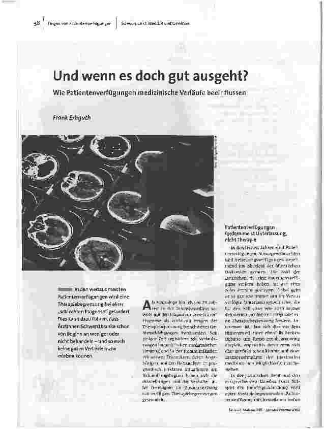 Und wenn es doch gut ausgeht?Wie Patientenverfügungen medizinische Verläufe beeinflussen