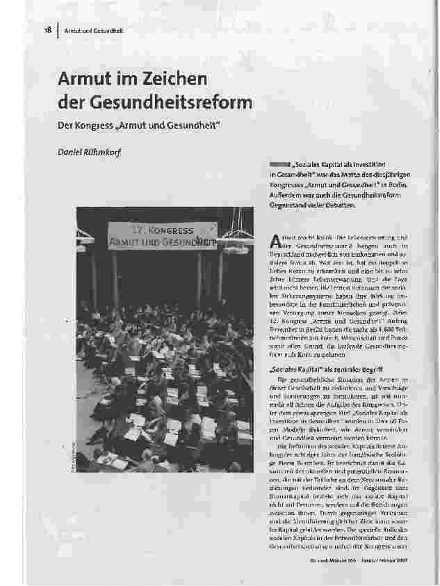 Armut im Zeichen der Gesundheitsreform