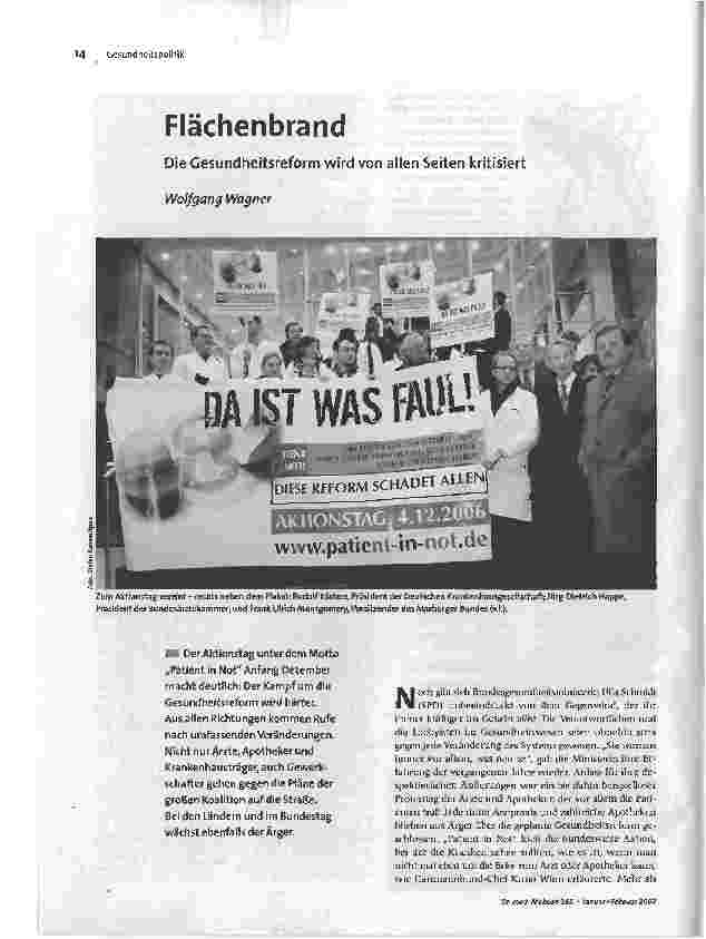 FlächenbrandDie Gesundheitsreform wird von allen Seiten kritisiert