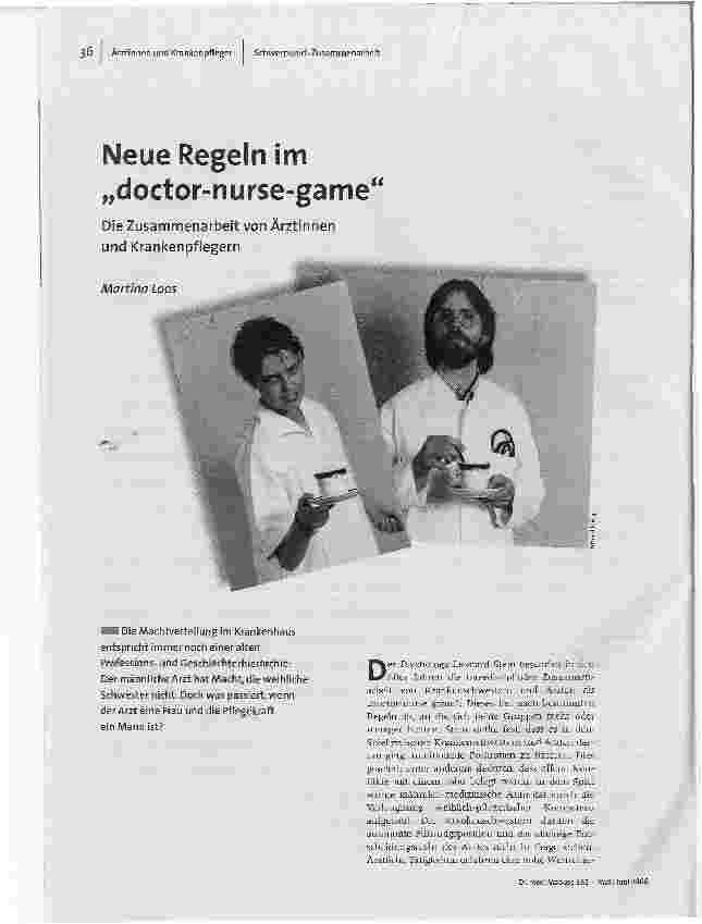 Neue Regeln im doctor-nurse-gameDie Zusammenarbeit von Ärztinnen und Krankenpflegern