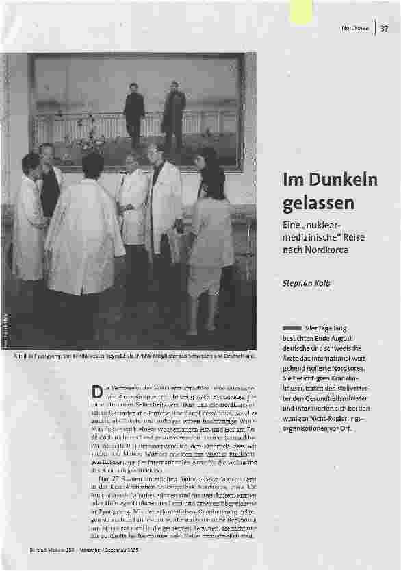 Im Dunkeln gelassenEine nuklearmedizinische Reise nach Nordkorea