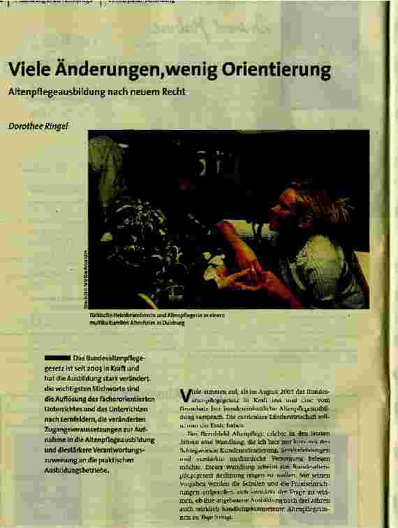 Viele Änderungen,wenig OrientierungAltenpftegeausbitdungnach neuem Recht