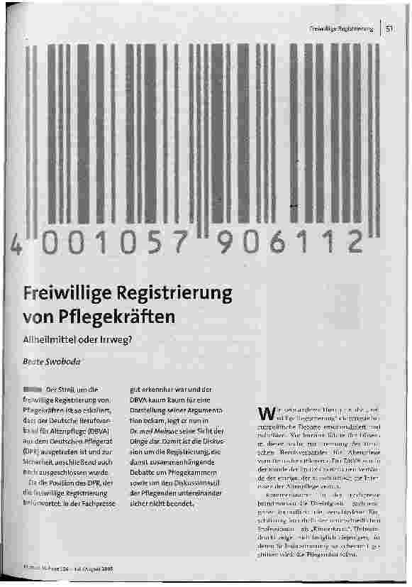 Freiwillige Registrierung von PflegekräftenAllheilmittel oder Irrweg?