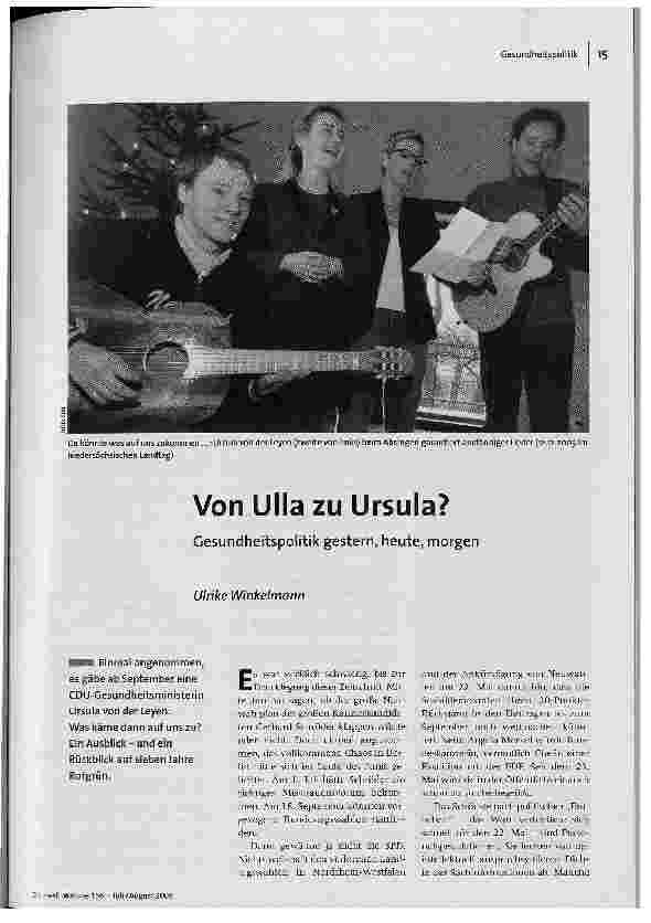 Von Ulla zu Ursula? Gesundheitspolitik gestern, heute, morgen