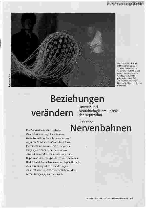 Beziehungen verändern NervenbahnenUmwelt und Neurobiologie am Beispiel der Depression