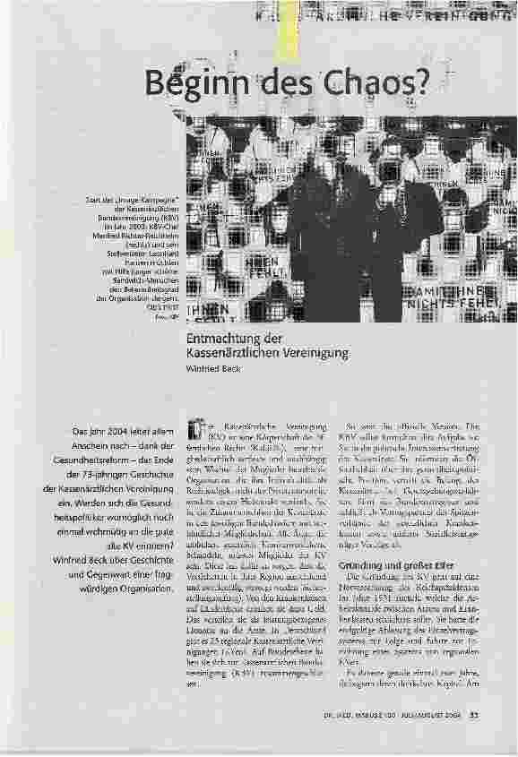 [doc_70820] Beginn des Chaos?Entmachtung der Kassenärztlichen Vereinigung