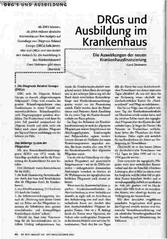 DRGs und Ausbildung im Krankenhaus