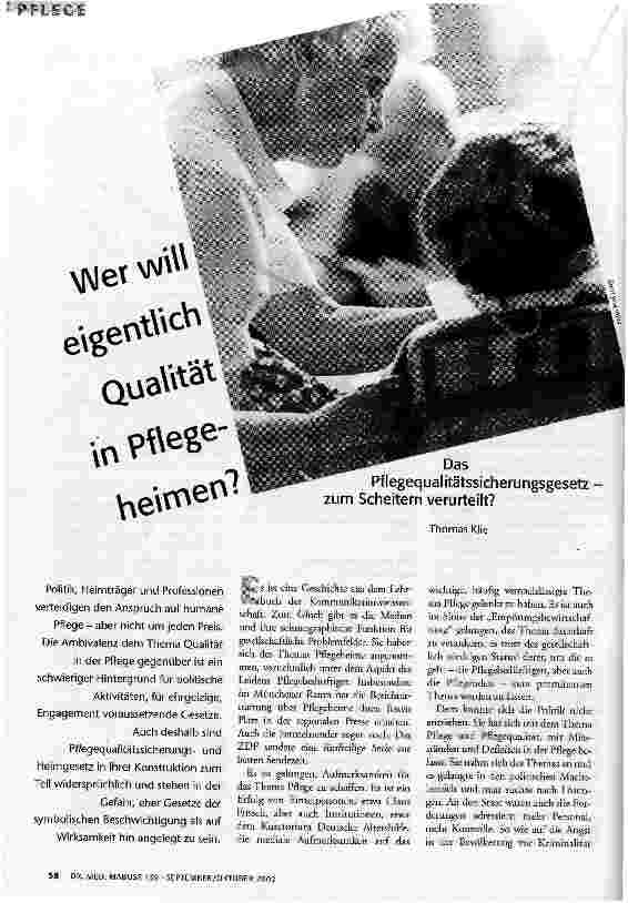 Wer will eigentlich Qualität in Pflegeheimen?