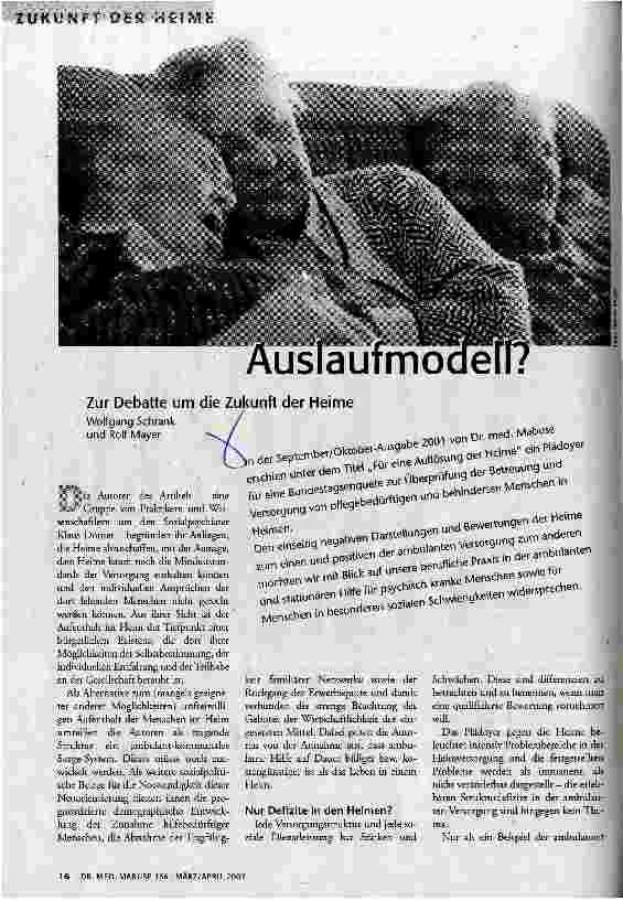 Auslaufmodell? Zur Debatte um die Zukunft der Heime