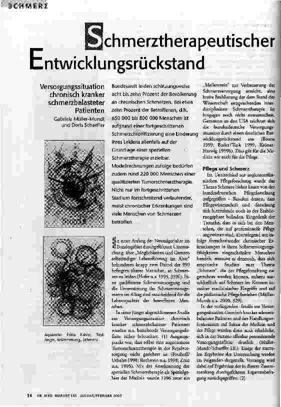 [doc_61772] Schmerztherapeutischer Entwicklungsrückstand Versorgungssituation chronisch kranker schmerzbelasteter Patienten