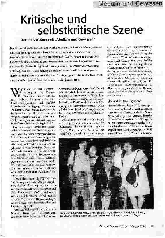 [doc_58960] Kritische und selbstkritische Szene Der IPPNW-Kongreß Medizin und Gewissen