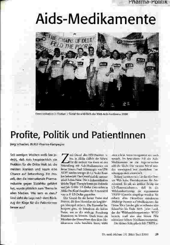 Aids-Medikamente Profite, Politik und PatientInnen